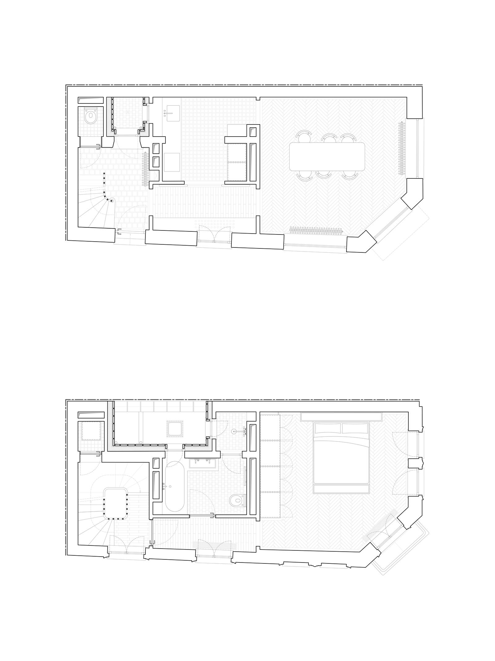 Plans d’étage, Rez, R+1.