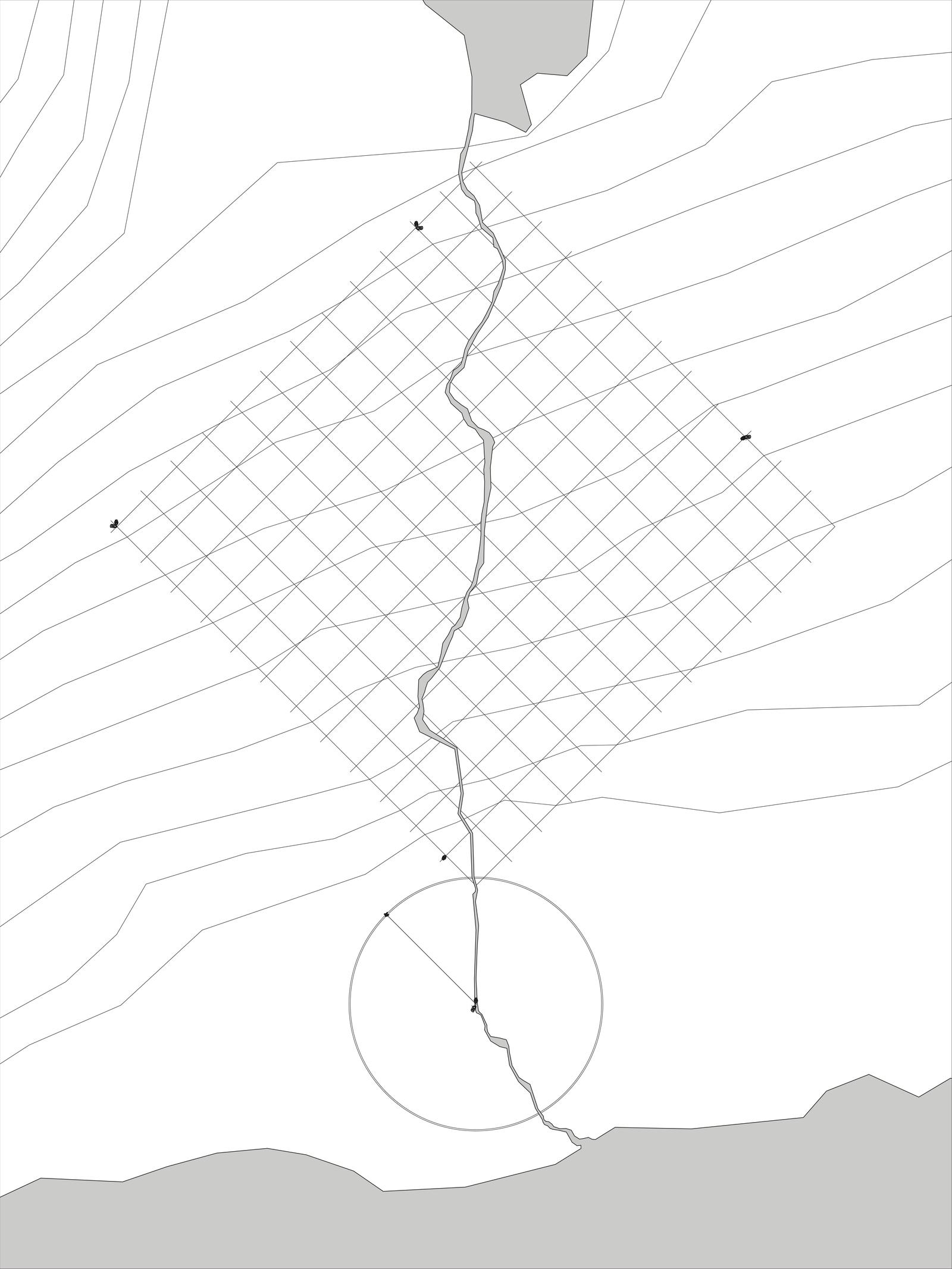 Disposition du carroyage et tracé du cercle.
