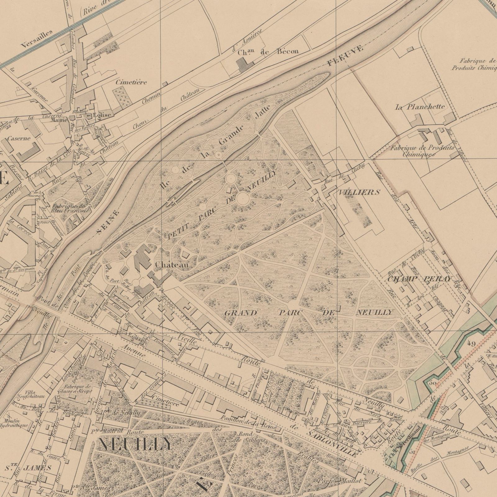 P. Rousset, Plan de Paris fortifié et des communes environnantes / publié par J. Andriveau-Goujon ; le Plan et la Lettre gravés par P. Rousset, 1846.