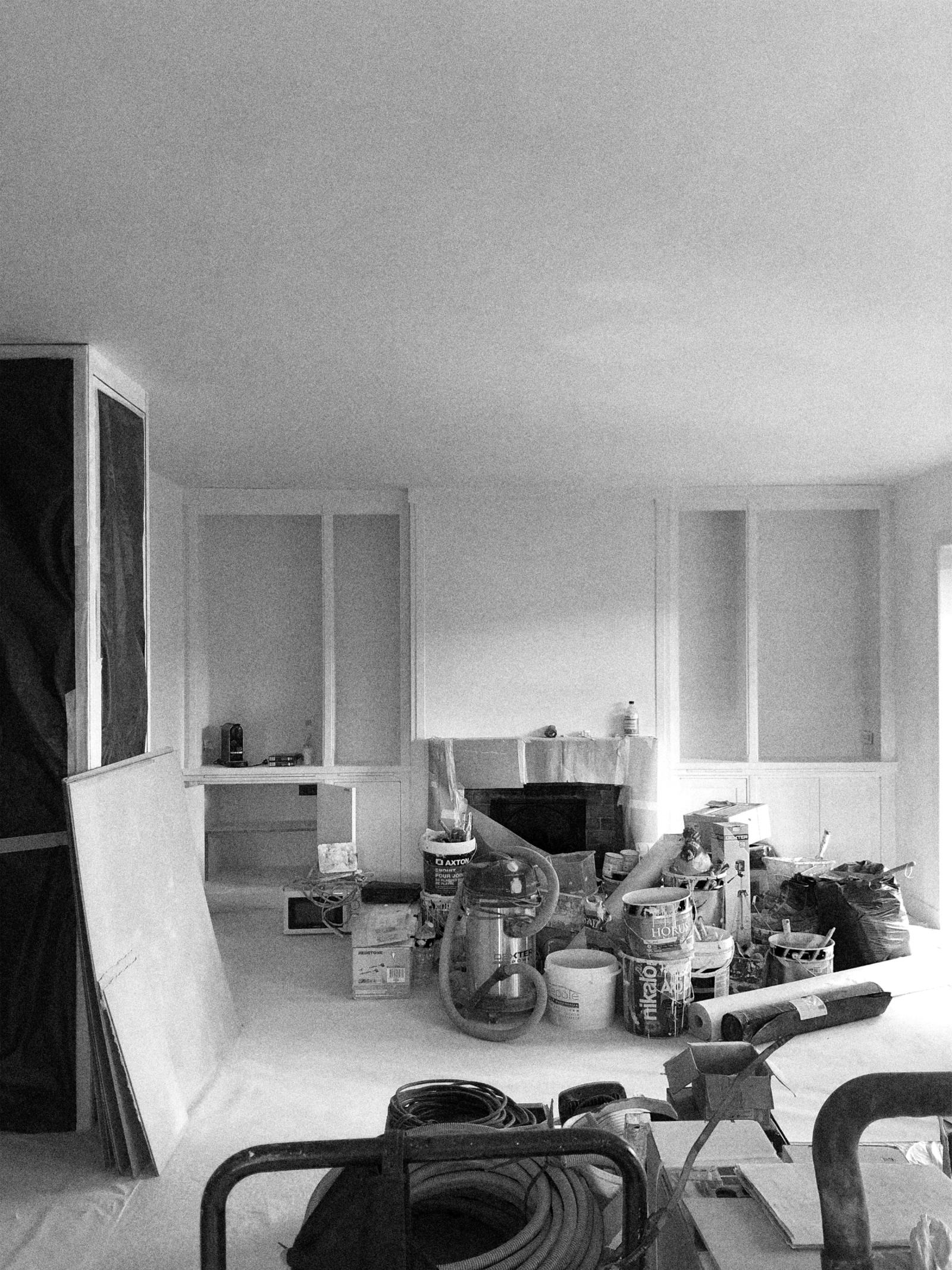 Vue du séjour en cours de chantier.