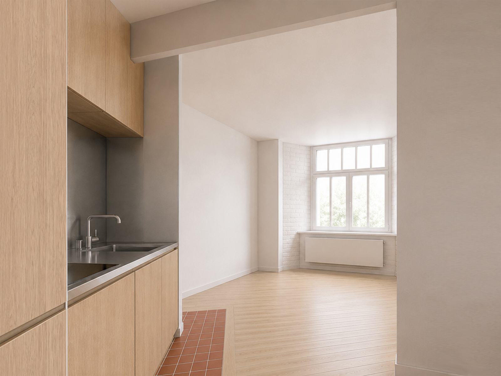 Modélisation 3D, vue depuis la cuisine.